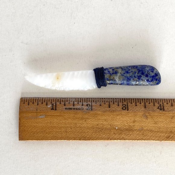 Decorative Handcarved Dagger Lapis Lazuli Handle Opal Blade Semi Precious Stones - Picture 7 of 7